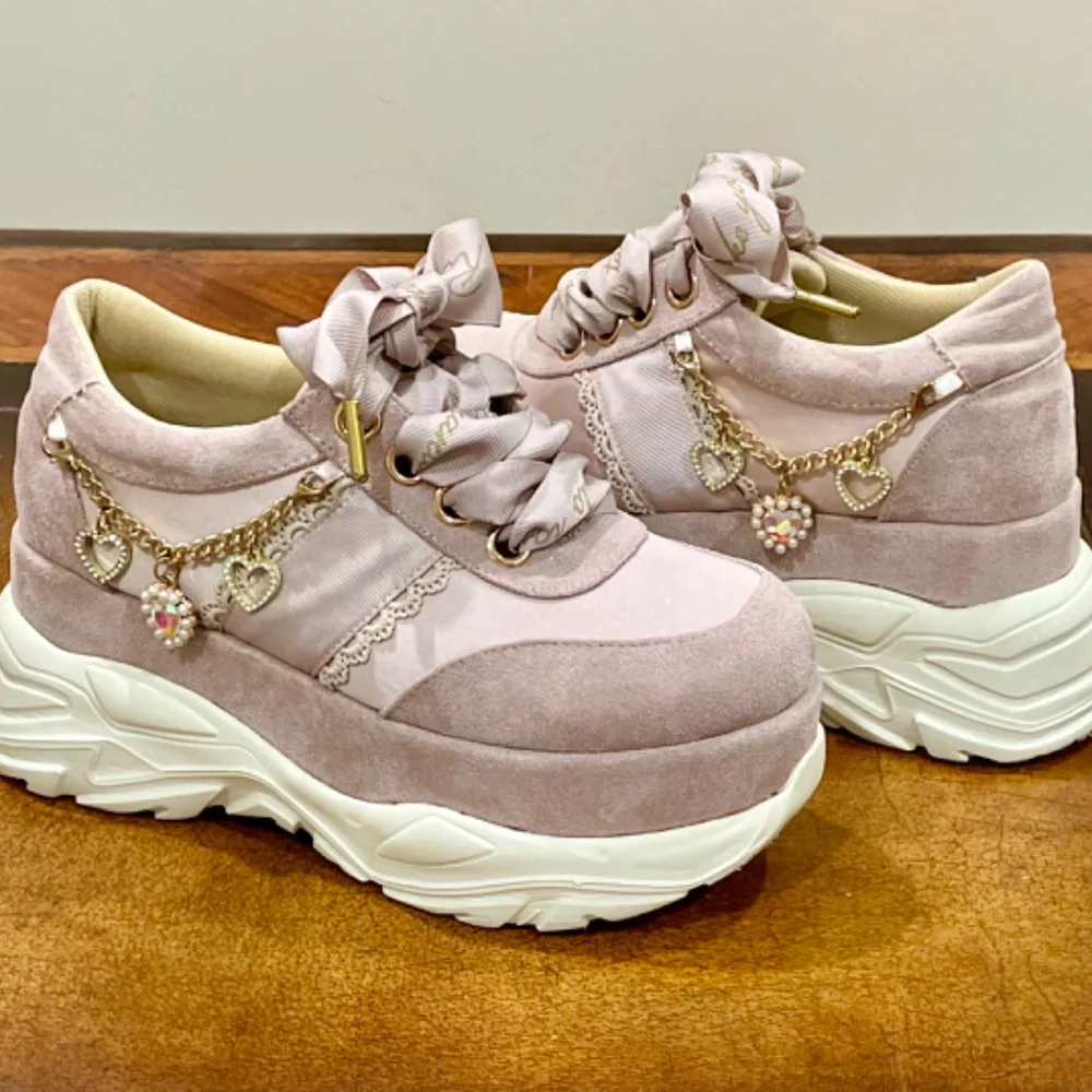 Liz Lisa Pink Side Charm Platform Sneakers Ribbon Lolita Kawaii Jeweled Jfashion - Picture 5 of 16